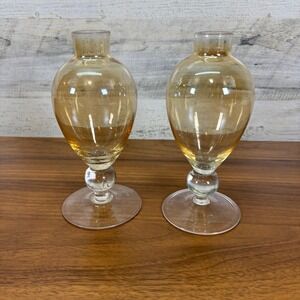 Venini Vittorio Zecchin Veronese vases Lot of 2 6" Tall Italian Hand Blown Glass